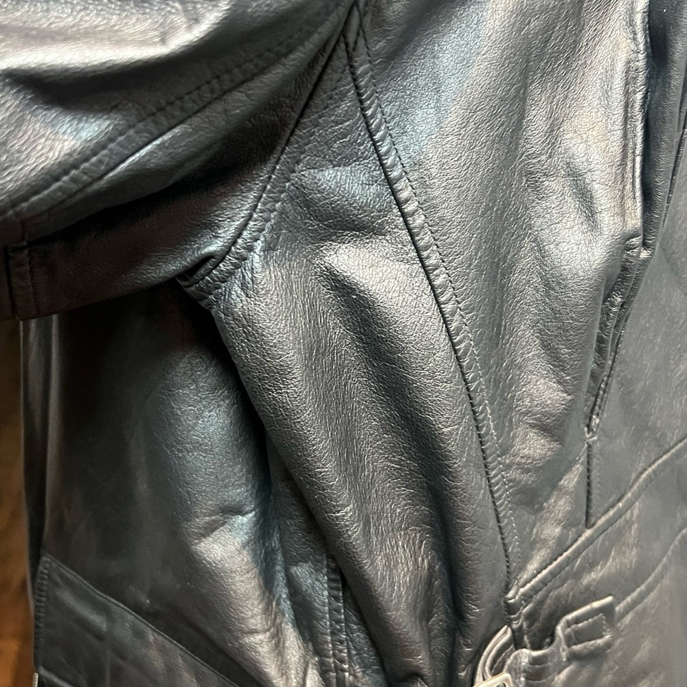 Ralph Lauren Black Leather Zip-Front Jacket - Picture 5 of 13